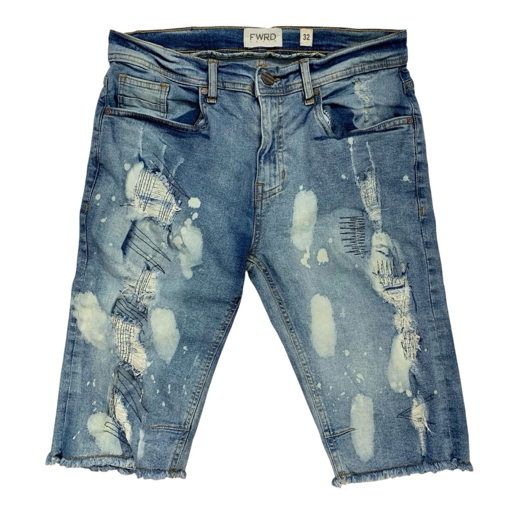 FWRD Denim Distressed Men's Jeans Shorts Size 32 Cotton Stretch - Picture 1 of 6